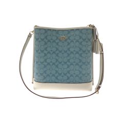  COACH コーチ レディース バケツバッグ ショルダーバッグ シグネチャー キャンバス×レザー タバコ臭有 ハンドル欠品 CA562 スカイブルー Bランク