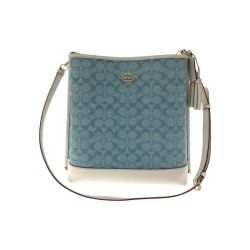 ▼▼ COACH コーチ レディース バケツバッグ ショルダーバッグ シグネチャー キャンバス×レザー タバコ臭有 ハンドル欠品 CA562 スカイブルー Bランク