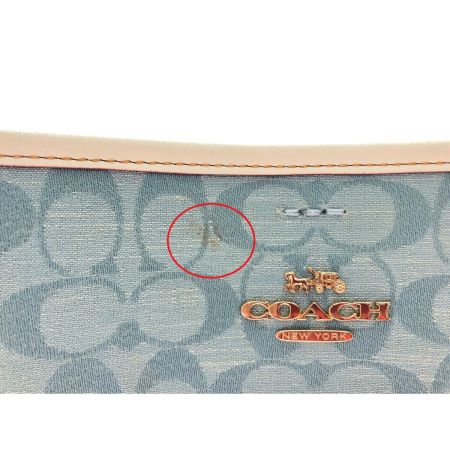  COACH コーチ レディース バケツバッグ ショルダーバッグ シグネチャー キャンバス×レザー タバコ臭有 ハンドル欠品 CA562 スカイブルー