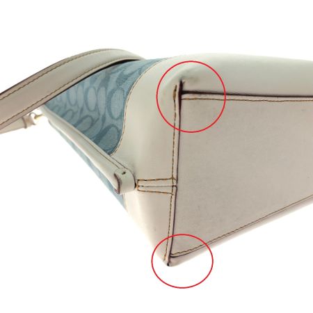  COACH コーチ レディース バケツバッグ ショルダーバッグ シグネチャー キャンバス×レザー タバコ臭有 ハンドル欠品 CA562 スカイブルー