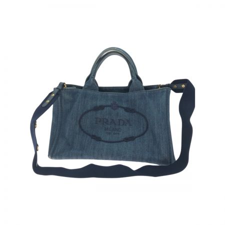 PRADA プラダ 2WAY カナパトート デニム  1BG642 ブルー