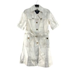 ▼▼ BURBERRY LONDON バーバリーロンドン レディース コート ジャケット キラキラ トレンチコート 麻混 リネン サイズ38 アイボリー Bランク