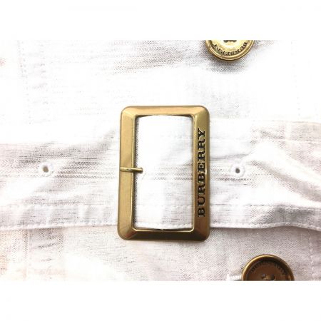  BURBERRY LONDON バーバリーロンドン レディース コート ジャケット キラキラ トレンチコート 麻混 リネン サイズ38 アイボリー