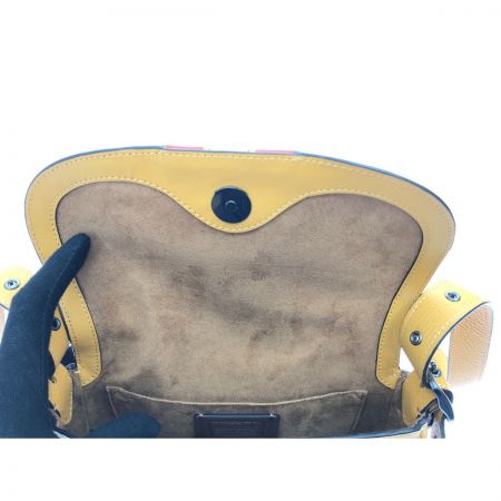  COACH コーチ ぺブルレザー ストライプ メイシー サドル クロスボディー ショルダーバッグ バターカップマルチ CB925 キャメル