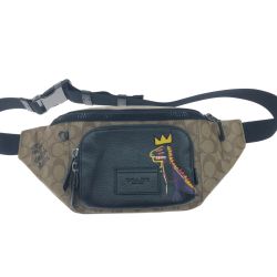 ▼▼ COACH コーチ メンズ ウエストポーチ クロスボディ バスキアコラボ シグネチャー  C5422 ブラウン Bランク