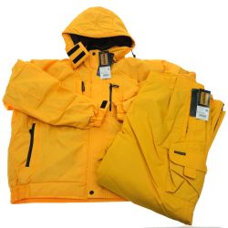 ▼▼  タカヤ商事 防寒服 防水 撥水 フード付ブルゾン ウインターパンツ 上下セット 4Lサイズ GR-1105 GR-1104 イエロー Sランク