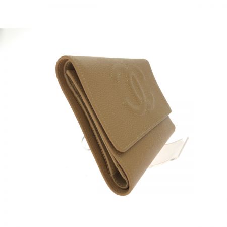  CHANEL シャネル レディース 三つ折り財布 キャビアスキン ココマーク A13225 ベージュ