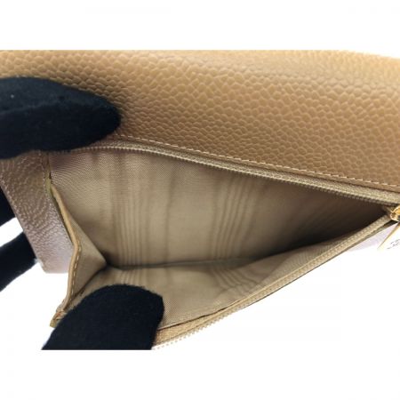 CHANEL シャネル レディース 三つ折り財布 キャビアスキン ココマーク A13225 ベージュ