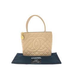 ▼▼ CHANEL シャネル レディース 復刻トート トートバッグ ココマーク キャビアスキン ベージュ Aランク