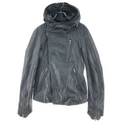 ▼▼ Luv maison メンズ ライダースジャケット JACKROSE ジャックローズ 山羊革 フーディ ブラック Bランク