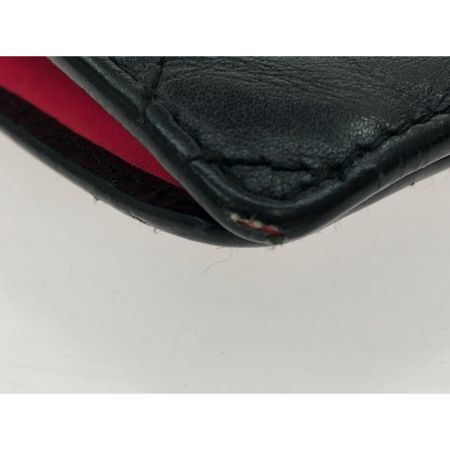  CHANEL シャネル レディース 二つ折り長財布 カンボンライン ラムスキン ブラック×ピンク