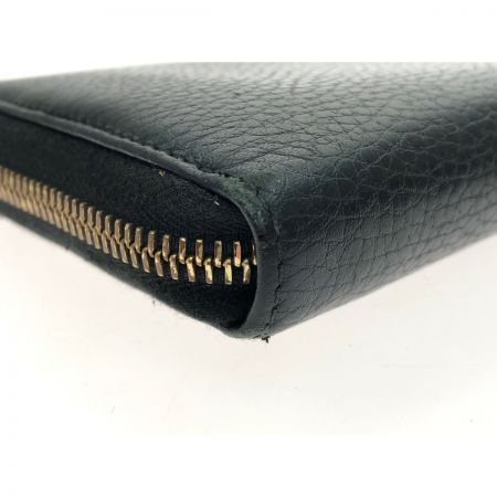  GUCCI グッチ レディース 長財布 ラウンドファスナー GG プチマーモント ゴールド金具 456117 496334 ブラック