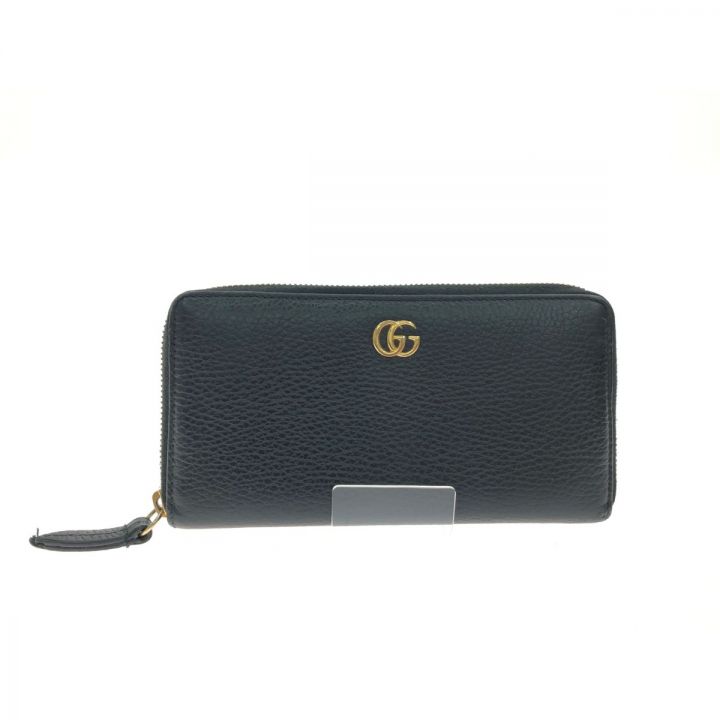 GUCCI グッチ レディース 長財布 ラウンドファスナー GG プチマーモント ゴールド金具 456117 496334  ブラック｜中古｜なんでもリサイクルビッグバン