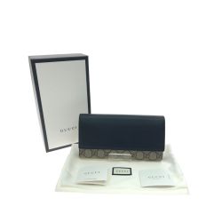 ▼▼ GUCCI グッチ ユニセックス 長財布 GGスプリーム コンチネンタルウォレット 410100 ベージュ×ブラック Bランク