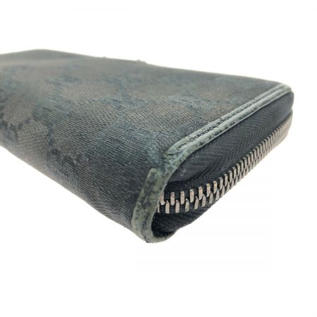  GUCCI グッチ レディース長財布 ラウンドファスナー グッチシマ キャンバス×レザー ブラック