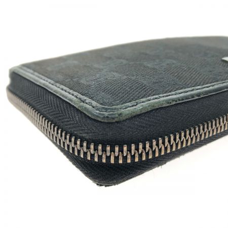  GUCCI グッチ レディース長財布 ラウンドファスナー グッチシマ キャンバス×レザー ブラック