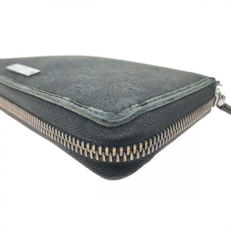  GUCCI グッチ レディース長財布 ラウンドファスナー グッチシマ キャンバス×レザー ブラック