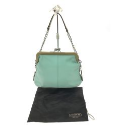 ▼▼ COACH コーチ レディース ハンドバッグ チェーン レザー がま口バッグ マチ幅3-6cm 13378 グリーン Bランク