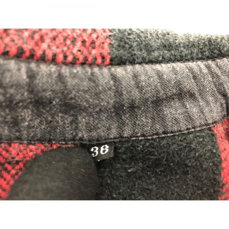  The Flat Head フラッドヘッド メンズ 長袖シャツ ワークシャツ ネル ブロックチェック サイズ36 ブラック×レッド