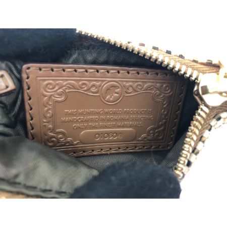  HUNTING WORLD ハンティングワールド ユニセックス コインケース キーリング付 メッシュキャンバス ベージュ