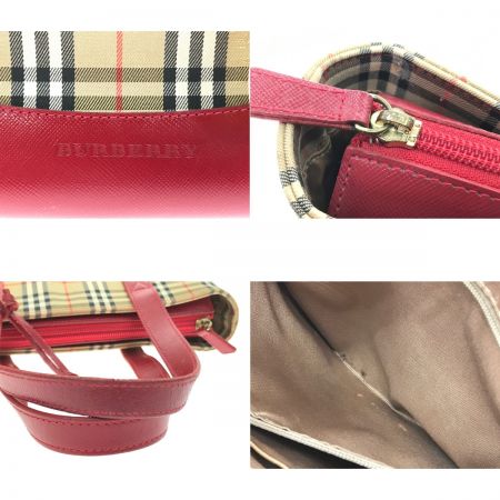  BURBERRY バーバリー ハンドバッグ チャームつき レッド