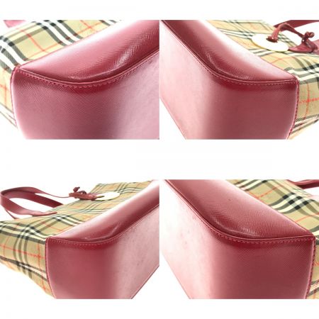  BURBERRY バーバリー ハンドバッグ チャームつき レッド