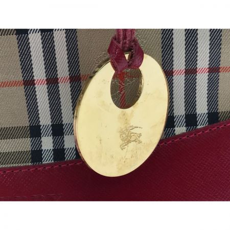  BURBERRY バーバリー ハンドバッグ チャームつき レッド