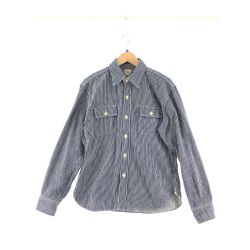 ▼▼ DELUXEWARE メンズ ヒッコリーネルシャツ HICKORY NEL SHIRT Lサイズ ブルー Bランク