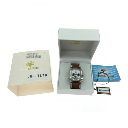  J.HARRISON メンズ腕時計 自動巻き 変形ケース クロノグラフ ベルト劣化有 JH-11LWB