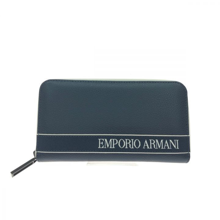 EMPORIO ARMANI ラウンドジップ 長財布 ネイビー