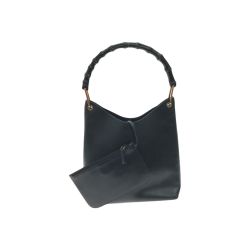 ▼▼ GUCCI グッチ ショルダーバッグ ポーチ付き バンブー 001.1553.1880 ブラック Bランク