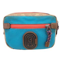 ▼▼ COACH コーチ ウエストポーチ シグネチャー 76157 ブルー×ベージュ Bランク