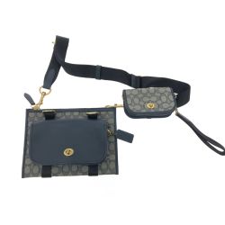 ▼▼ COACH コーチ レディース マルチファンクション クロスボディ ウィズ ディンキー ショルダーバッグ C2613 ネイビー Bランク