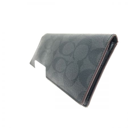  COACH コーチ メンズ 二つ折り長財布 シグネチャー アウトレット 91635 ブラック