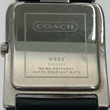 COACH コーチ レディース腕時計 クオーツ ホワイト文字盤 レザーベルト ベルト傷み有 W522