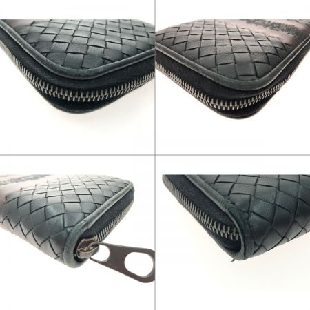  BOTTEGA VENETA ボッテガヴェネタ メンズ 長財布 ラウンドファスナー 刺繍 イントレチャート ブラック×ブラウン
