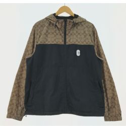 ▼▼ COACH コーチ シグネチャーウインドブレーカー SIZE L ベージュ×ブラック Bランク