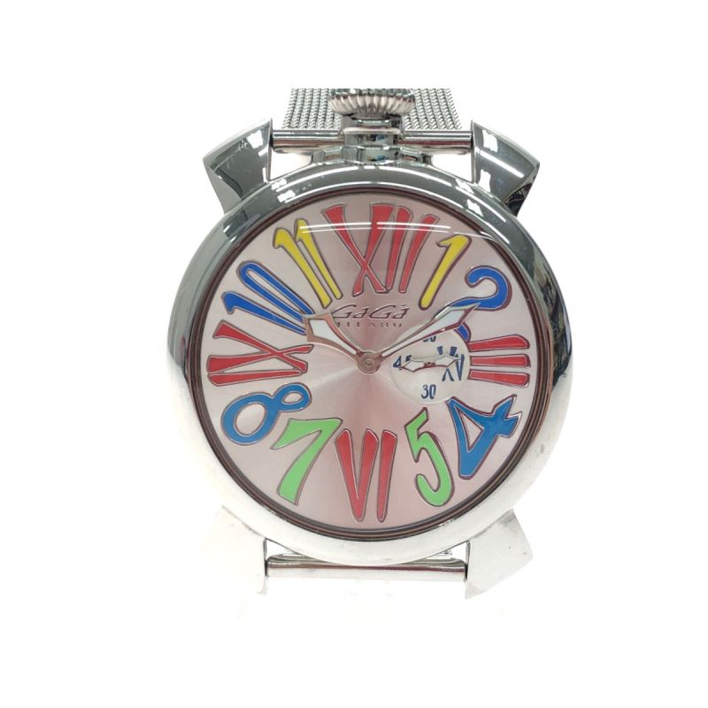 時計【美品★電池交換済】ガガミラノ　マニュアーレ46 　スリム　スモールセコンド