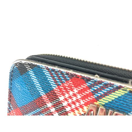  Vivienne Westwood ヴィヴィアン・ウエストウッド メンズ ラウンドファスナー長財布 ANGEL チェック 