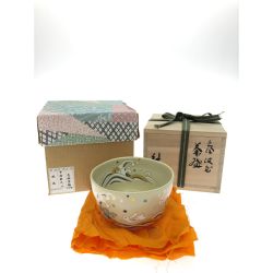 ▼▼  茶道具 東福窯 中村能久作 抹茶茶碗 色絵茶碗 波兎 元箱入 Bランク