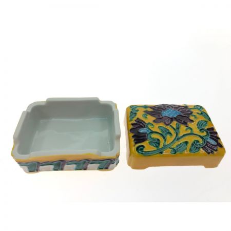   茶道具 京焼 清水焼 黄交趾 唐草 巾合