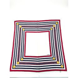 ▼▼ CHANEL シャネル レディース シルクスカーフ  ホワイトｘレッド Bランク