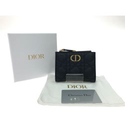 ▼▼ Christian Dior ディオール 二つ折り財布 Dior Caro ダリアウォレット カナージュ   S5173UWHC ブラック Aランク