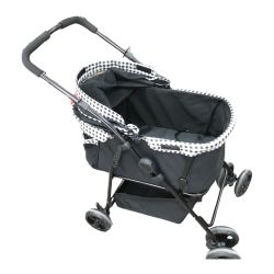 ▼▼  わんわん カート 多頭用DX ブラックチェック Bランク