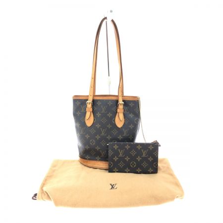  LOUIS VUITTON ルイヴィトン レディース ショルダートート モノグラム プチ・バケット ポーチ付き  M42238 ブラウン