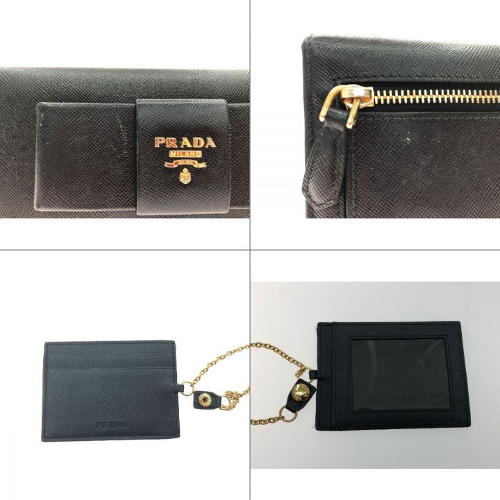 PRADA プラダ レディース 二つ折り長財布 サフィアーノ リボン ウォレット 1M1132 ブラック｜中古｜なんでもリサイクルビッグバン