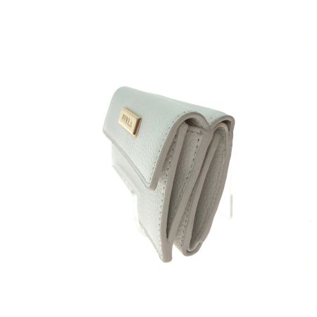  FURLA フルラ レディース 三つ折り財布 コンパクトウォレット ロゴプレート シボ革  ホワイト