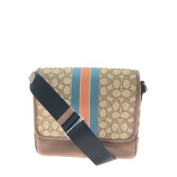 ▼▼ COACH コーチ メンズ トンプソン スモール マップ バッグ シグネチャー ジャカード ウィズ ストライプ アウトレット C9366 ベージュ Bランク