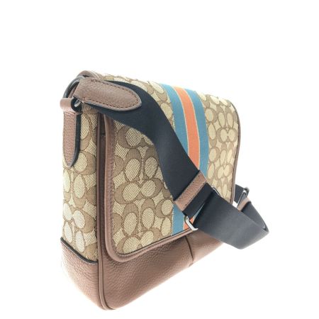 COACH コーチ メンズ トンプソン スモール マップ バッグ シグネチャー ジャカード ウィズ ストライプ アウトレット C9366 ベージュ