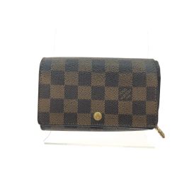 ▼▼ LOUIS VUITTON ルイヴィトン レディース 二つ折り財布 ダミエ ポルト フォイユ トレゾール L字ファスナー N61730 ブラウン Bランク